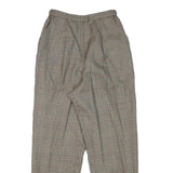 LEILIAM Womens Wool Blend Grey Checked Relaxed Trousers W22 L24