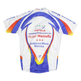 Mens White Blue & Red Graphic Cycling Jersey XL Short Sleeve 1/4 Zip