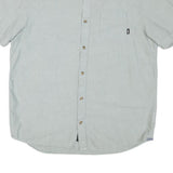 VANS Mens Light Blue Plain Cotton Blend Short Sleeve Shirt L Casual Button Down