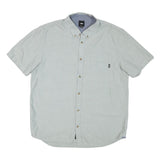 VANS Mens Light Blue Plain Cotton Blend Short Sleeve Shirt L Casual Button Down