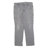CARHARTT Mens Relaxed Grey Cotton Blend Trousers W36 L29 Workwear Zip Closure