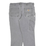 CARHARTT Mens Relaxed Grey Cotton Blend Trousers W36 L29 Workwear Zip Closure