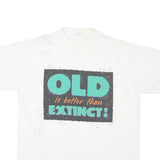 Mens White Graphic T-Shirt XL Short Sleeve Crew Neck Old Extinct Print
