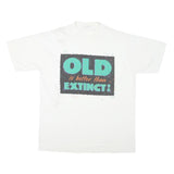 Mens White Graphic T-Shirt XL Short Sleeve Crew Neck Old Extinct Print