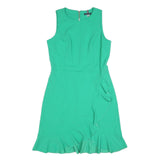 TOMMY HILFIGER Womens Green Sleeveless Day Woven Plain Mini Dress S Elegant