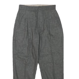 Womens Relaxed Fit Grey Wool Blend Trousers Zip W24 L23 Classic Formal Smart