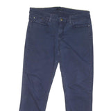 TOMMY HILFIGER Womens Cotton Blend Blue Regular Zip Regular Fit Trousers W32 L27