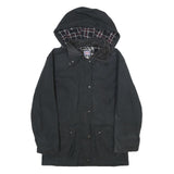 LAKE LINE Womens Black Cotton Hooded Jacket UK 16 Zip Closure Classic Casual