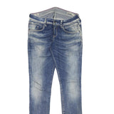 MELTIN POT Womens Slim Blue Denim Light Wash Jeans W29 L31 Stylish Zip Closure