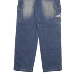 CLD Mens Blue Regular Cargo Denim Light W28 L30 Embroidered Pockets Zip