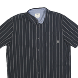 VANS Mens Black & Grey Striped Shirt M Cotton Blend Button Collar