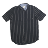 VANS Mens Black & Grey Striped Shirt M Cotton Blend Button Collar