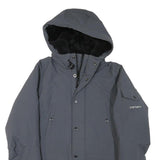 CARHARTT Mens Grey Zip Jacket XS Polyester Blend Plain Workwear Hooded