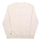 CHAMPION Womens Cream Cotton Blend Crew Neck Sweatshirt L Classic Logo