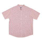 CHAPS Mens Red Check Shirt XL Button Down Casual Cotton Blend Short Sleeve