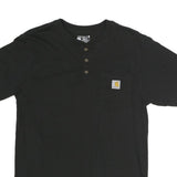 CARHARTT Mens Black & Yellow Henley T-Shirt S Short Sleeve Crew Neck Pocket