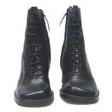CHARLES & KEITH Womens Lace-Up Ankle Boots Black Leather UK 3.5 Stylish
