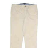 TOMMY HILFIGER Mens Cotton Beige Regular Straight Trousers W32 L29 Casual Smart