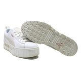 PUMA Mayze Womens White & Beige Synthetic Low Top Trainers UK 7.5 Casual
