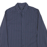 NAUTICA Mens Blue & White Striped Shirt M Cotton Blend Button-Down Collar Long