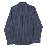 NAUTICA Mens Blue & White Striped Shirt M Cotton Blend Button-Down Collar Long