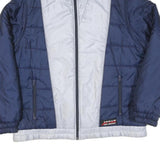 ATTAC Mens Blue & Silver Quilted Jacket L Polyester Blend Zipped Casual