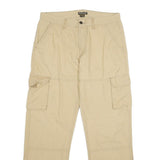ATLAS FOR MEN Mens Cotton Blend Beige Regular Cargo Trousers W34 L32 Straight