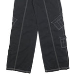 GARAGE Womens Cotton Blend Black Loose Straight Trousers W24 L32 Casual Cargo