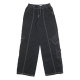 GARAGE Womens Cotton Blend Black Loose Straight Trousers W24 L32 Casual Cargo