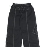 GARAGE Womens Cotton Blend Black Loose Straight Trousers W24 L32 Casual Cargo