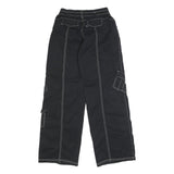 GARAGE Womens Cotton Blend Black Loose Straight Trousers W24 L32 Casual Cargo