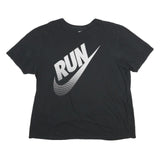 NIKE Mens Black RUN Graphic T-Shirt 2XL Short Sleeve Crew Neck Casual Cotton