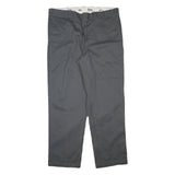 DICKIES Mens Regular Fit Grey Cotton Blend Zip Trousers W38 L31 Workwear Casual