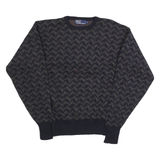 POLO RALPH LAUREN Womens Navy Patterned Wool Jumper Crew Neck Cable Knit XL