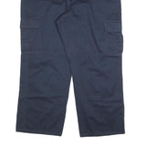 DICKIES Mens Regular Navy Cotton Blend Cargo Trousers W40 L30 Workwear Zip