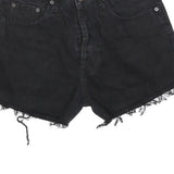 LEVI'S Womens Black Denim Cut-Off Shorts M W33 Casual Raw Edge Frayed Hem