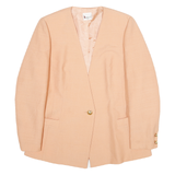 HERMAN LANGE Womens Peach Wool Blend Tailored Jacket M Button Plain Elegant
