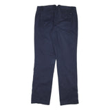 TOMMY HILFIGER Womens Cotton Blend Navy Regular Fit Straight Trousers W34 L32