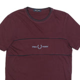 FRED PERRY Mens Maroon Classic T-Shirt S Short Sleeve Crew Neck Logo Print