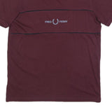 FRED PERRY Mens Maroon Classic T-Shirt S Short Sleeve Crew Neck Logo Print