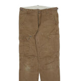 CARHARTT Mens Cotton Blend Brown Slim Tapered Cargo Trousers W29 L32 Workwear
