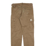 CARHARTT Mens Cotton Blend Brown Slim Tapered Cargo Trousers W29 L32 Workwear
