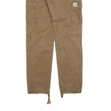 CARHARTT Mens Cotton Blend Brown Slim Tapered Cargo Trousers W29 L32 Workwear