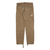CARHARTT Mens Cotton Blend Brown Slim Tapered Cargo Trousers W29 L32 Workwear