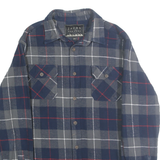JACHS Mens Blue Grey Red Check Shirt M Cotton Casual Button Pocket