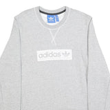 ADIDAS Mens Grey Crew Neck S Cotton Blend Pullover Sweatshirt Logo