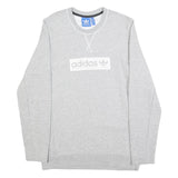 ADIDAS Mens Grey Crew Neck S Cotton Blend Pullover Sweatshirt Logo