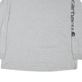 CARHARTT Mens Grey & Black Graphic T-Shirt 2XL Long Sleeve Crew Neck Logo