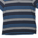 CALVIN KLEIN Mens Blue & Grey Striped Short Sleeve Polo Shirt L Classic Cotton