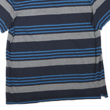 CALVIN KLEIN Mens Blue & Grey Striped Short Sleeve Polo Shirt L Classic Cotton